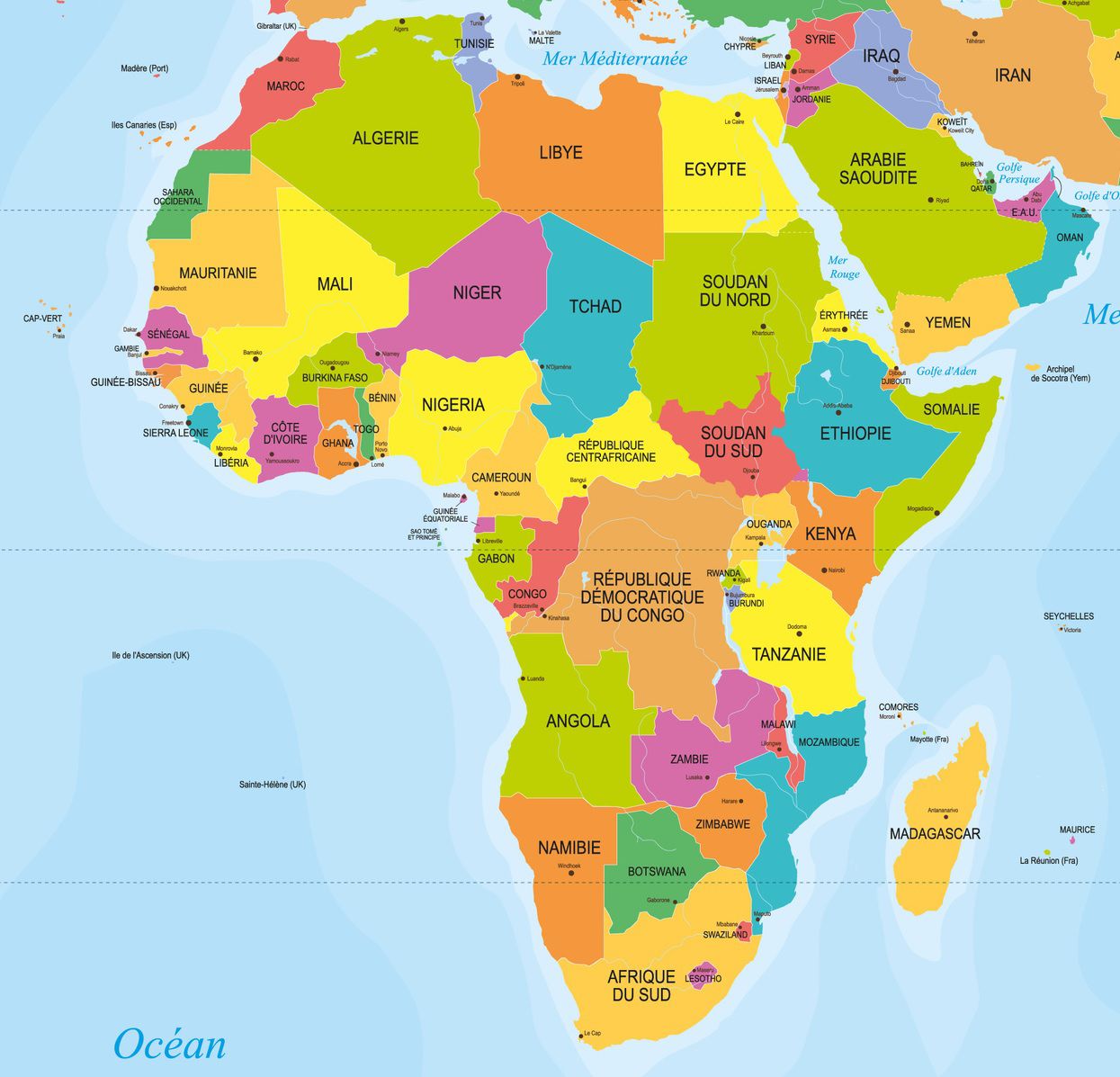 Une carte de l'Afrique